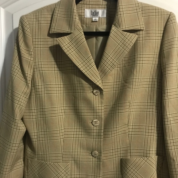 Vintage Plaid Beige Blazer | Le Suit | NWT - Picture 4 of 5